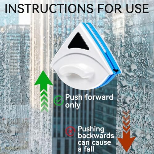 Double Sided Magnetic Window Cleaner Tool for 3–8mm Single-Pane Glass, Triangle Magnet Window Cleaner Tool with Safety Rope, Absorbent Pads and Squeegee for Home Windows and Shower Glass (2) - Image 4