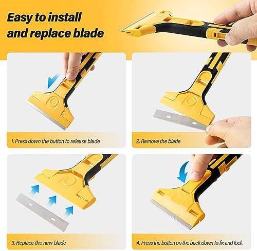 Gomake Razor Blade Scraper Tool Wall Paint Window Glass Scraper with Extra Razor Blades for Sticker,Glue,Paint,Adhesives Removal,Glass Top Stove Cleaning - Image 4