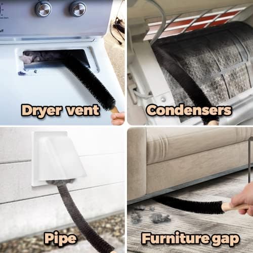 Holikme Dryer Vent Cleaner Kit 8 Pack - Household Cleaning Supplies,Long Flexible Refrigerator Coil Brush Radiator Brush,Dryer Lint Brush Home Essentials for Lint Trap Dust Vacuum Brush - Image 4