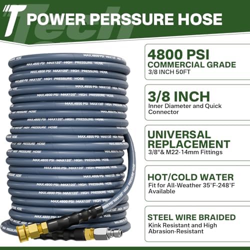 3/8’’ Pressure Washer Hose and Gun, 30’’ Extension Washer Wand - Image 2
