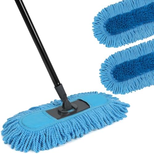 19 Inch Dust Mops for Floor Cleaning with 2 Mop Refill Pads Floor Duster with 58” Long Handle Microfiber Sweeper for Hardwood Tile Baseboard by KalTell