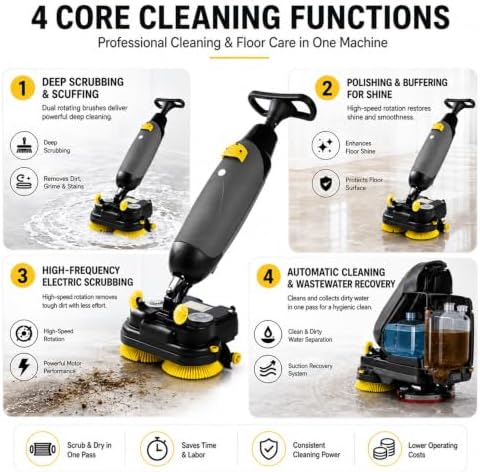 Cordless Electric Floor Scrubber, Commercial Power Scrubber Machine - Image 5