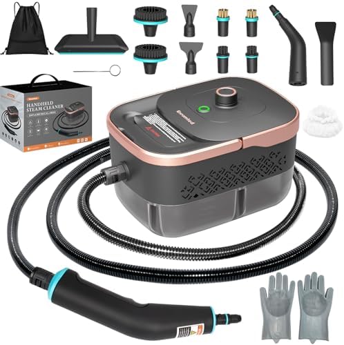 Steam Cleaner, Portable Steamer for Cleaning with 16pcs Accessories, 15s Heat-Up & 3-Level Adjustable, Handheld Steam Cleaner for Home, Bed Bugs, Floor, Grout, Tile, Grease & Car Detailing by Unknown