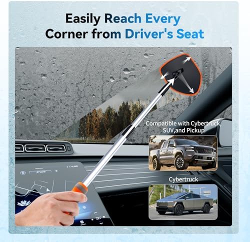 XINDELL Interior Windshield Cleaner Tool, Car Window Cleaning Kit with 4 Reusable Microfiber Pads, Extendable Handle & 360° Rotating Head, Streak-Free Auto Glass Wiper for Truck SUV RV - Image 6