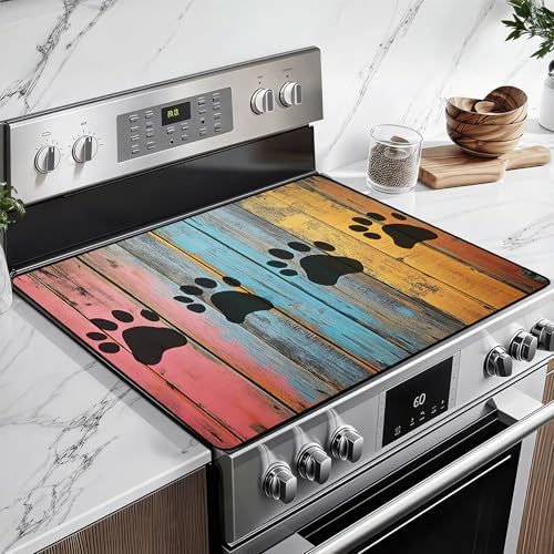 Stove Top Cover for Glass Electric Stove (Dog Paw Print, 28.5"L x 20.5"W) by BSFHH