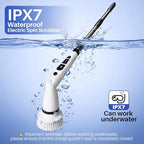 JOYMOOP Electric Spin Scrubber, Cordless Cleaning Brush 450 RPM with 100-Min Runtime, IPX7 Waterproof Power Scrubber with 8 Brush Heads, Adjustable Long Handle for Bathroom, Floor, Tile, Kitchen - Image 4