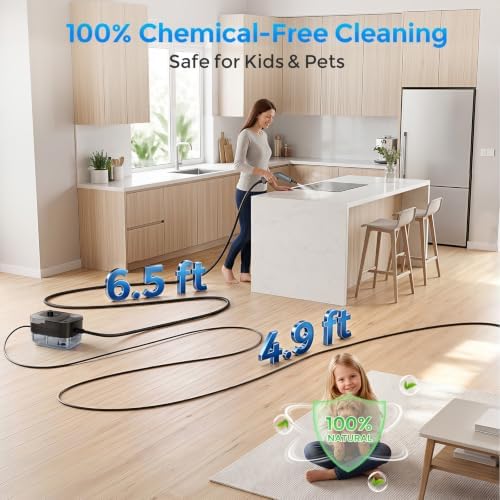 Steam Cleaner, Portable Steam Cleaner for Home with 1800W High Pressure, 15s Heat-Up,1600ML Large Tank, Handheld Steam Cleaner for Cleaning Upholstery, Tile, Car, Bathroom, Grout, Floor - Image 4
