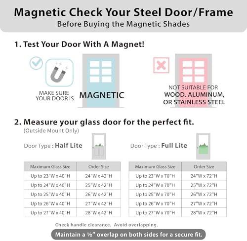 DEZ FURNISHINGS Cordless No Tools No Drill 1.5" Magnet Light Filtering Shades for Metal Doors, 24" W x 72" H, White - Image 5