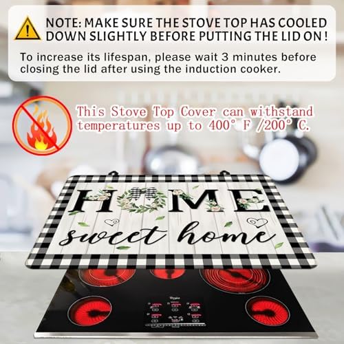 Sweet Home Stove Top Cover, Eucalyptus Stove Covers for Electric Stove, 20''X28'' White Heat Resist Kitchen Glass Stove Mat Farmhouse Decor Gas Stove Pad Summer Cooktop Ceramic Mat Oven Mats - Image 7