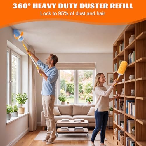 200 Pcs Disposable Dusters Refills with 2 Handle, Orange,Blue - Image 6