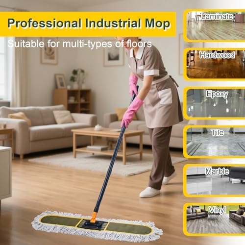 36" Commercial Dust Mop for Floor Cleaning with 1 Refill, 60.5 Inch - Image 6