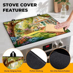 Happy Easter Stove Top Cover Flower Eggs Cute Rabbit Gas Stove Top Cover for Home Decoration Kitchen St. Patrick Day Pad Non-Stick Washable Cooktop Covers Countertop Protector (house, 28" x 20") - Image 2