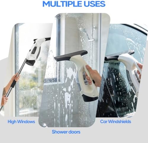 Cordless Window Vacuum Cleaner, Electric Squeegee with 2000Pa Suction, 30-40 in. Adjustable Extension Pole, 11 in. Blade for High Windows, Shower Doors, Mirrors, Tiles & Car Glass - Image 3
