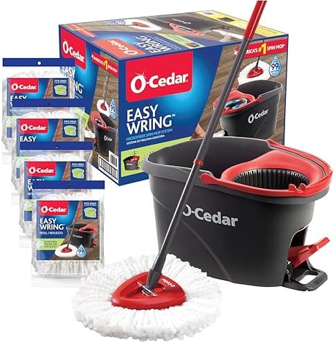 O-Cedar Easywring Microfiber Spin Mop & Bucket Floor Cleaning System with 4 Extra Refills by Unknown