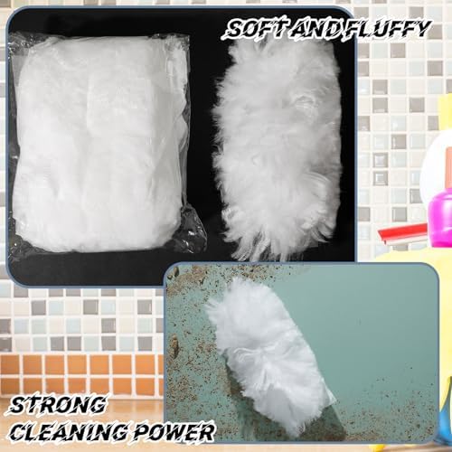 Vesici 300 Pcs Duster Refills Compatible with Swiffer Dusters Bulk Disposable Replacement Thickened with 1 Handle Heavy Duty for Cleaning, Office (White) - Image 5