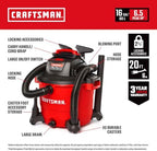 CRAFTSMAN CMXEVBE17595 16 Gallon 6.5 Peak HP Wet Dry Shop Vacuum - Image 2