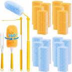 200 Pcs Disposable Dusters Refills with 2 Handle, Orange,Blue by Ferrochef