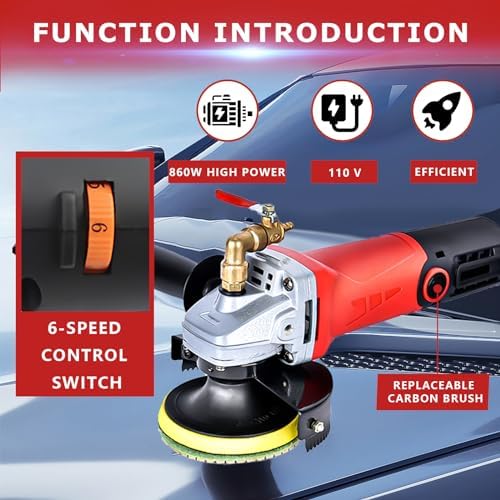 Wet Polisher Grinder,860W/110V Variable Speed Wet Buffer with 4'' Diamond Polishing Pad Tools Kit,Low-noise Wet Stone Polisher Buffing Machine for Concrete,Floor Surface,Marble,Ceramic Tile - Image 2