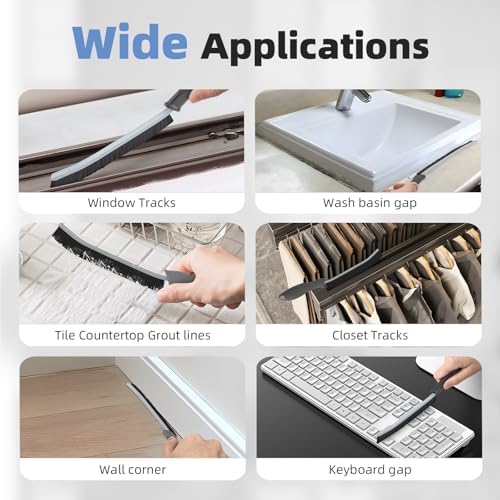FOOGWEE Hard Bristle Crevice Cleaning Brush - Cleaning Supplies - Grout Cleaning Brushes for Household Use - Crevice Cleaning Tool for Bathroom, Home and Kitchen (3, Grey) - Image 6
