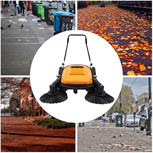 41 Inch Walk-Behind Hand Push Floor Sweeper, Outdoor Hand Push Floor Sweeper with 14.53 Gal Dustbin & Adjustable Handle for Shopping Malls Factory Warehouses - Image 4
