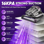 Saker Mattress Vacuum Cleaner, Handheld Bed Vacuum Cleaner with 16KPa Suction UVC Light, 140°F Heated Air, HEPA Filter, Aroma Function, 16.4FT Cord for Cleaning Bed, Sofa, and Couch - Image 2