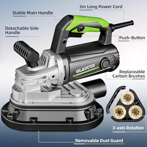4" 3-Head Concrete Grinder, 2450W Concrete Floor Grinder with Bristle Dust Shroud & Vacuum, 6-Speed Diamond Grinding Machine for Concrete, Marble, Granite, Cement Floor Wall Polishing - Image 6