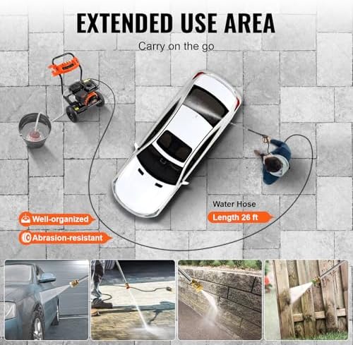 VEVOR Gas Pressure Washer, 3500 PSI 2.6 GPM, Gas Powered Pressure Washer with Aluminum Pump, Spray Gun and Extension Wand, 5 Nozzle Set, for Cars, Fences, Homes, Driveways, Patios Furniture Horizontal - Image 6