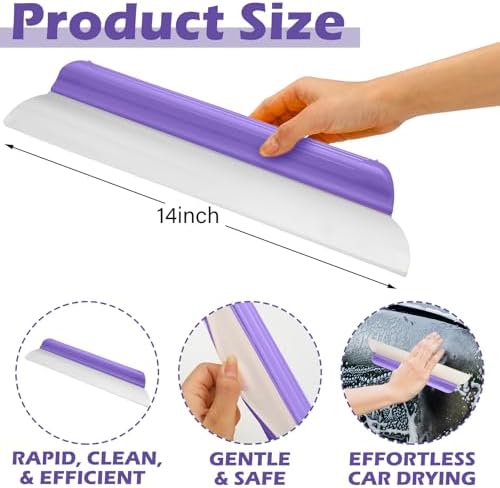 2 Pack 14 Inch Car Drying Squeegee Purple Silicone Window Blade - Image 2