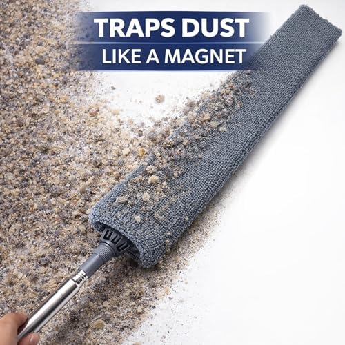 Retractable Gap Dust Cleaner with Extension Pole, Cleaning Tools with 3 Microfiber Dusting Cloths, Extendable Long Handle Duster for Cleaning Under Refrigerator Furniture Appliance - Image 5