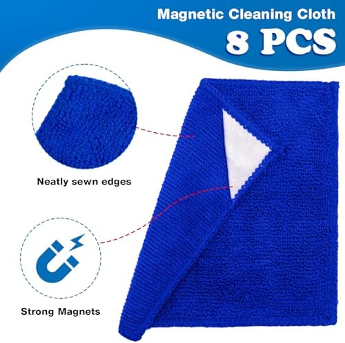 Gersoniel Magnetic Microfiber Cleaning Cloth, Dark Blue, 6 x 6 Inch, 8 Pcs - Image 3