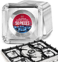 Aluminium Gas Stove Burner Covers (50 Pack) - Disposable Gas Stove Cover Liners, Heat-Resistant Gas Stove Top Covers for Gas Burners and Stove Covers for Gas Stove Top the Perfect Kitchen Accessories by LindasEssentials