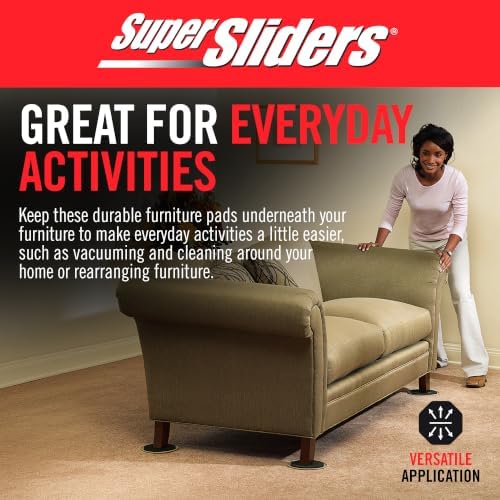 Super Sliders 8-Piece 7" and 3-1/2" Round Reusable Furniture Sliders for Carpet, Anti-Slip Protective Furniture Moving Pads for Beds, Sofas, Dressers, Beige - Image 6