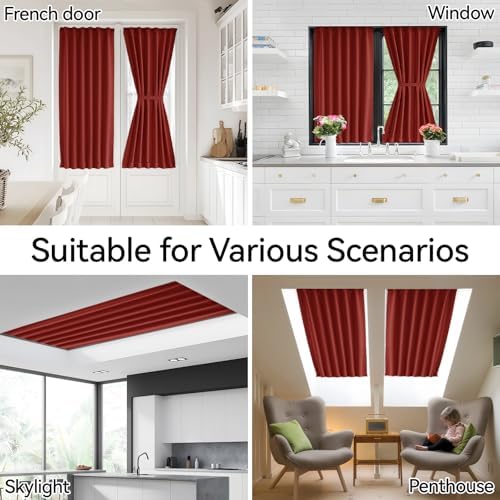 Vatge Christmas Red French Door Curtains - Festive Holiday Door Decor for Door Window, 1 Panel, W25 x L72, Red - Image 6