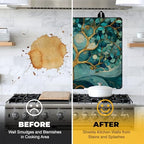 NYZE Stove Top Cover for Electric Stove 28x20 Inch Silicone Stove Topper & Protector, Decorative Kitchen Mat for Electric/Glass Stove Top (Teal Swirl Tree) - Image 6