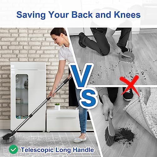 ITTAR Floor Scrub Brush with 55" Long Handle, 10" Wide Stiff Bristles Deck Brush, Stainsless Steel Pole Heavy-Duty Cleaning Brush, 2-in-1 Scrubber with Ruber Squeegee for Deck, Patio, Pool, Tile, Wall - Image 6