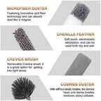 Microfiber Duster for Cleaning Fan, High Ceiling, Blinds, Furniture, Cars , 9PCS Extendable Feather Duster (Stainless Steel) 30 to 100 Inches, Reusable Bendable Washable - Image 3