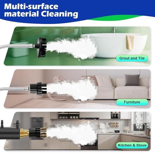 Steam Cleaner,2500W High Temperature High Pressure Steam Cleaner with 3 Brush Heads, Portable Steam Cleaners with 1.5L Tank For Car Detailing Kitchen Bathroom Floors(White) - Image 5