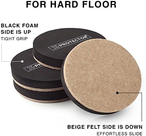 Felt Furniture Sliders Hardwood Floors X-PROTECTOR – 8 PCS 4 3/4 inch - Image 4