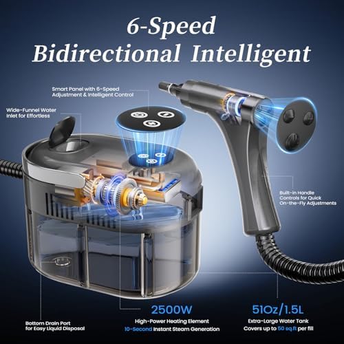 Steam Cleaner,15s Heat-Up,1.5L Tank,6-Level Adjustable Handle,Steamer for Cleaning,Portable Steamer for Cleaning with 20PCS Accessories,Steam Cleaner for Home,Car - Image 2
