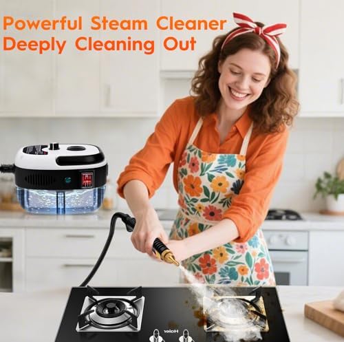 Steam Cleaner for Home, 1000ml Portable Steamer for Cleaning with 3 Brush Heads, 6-Level Adjustable and 15s Heat-Up, Handheld Steam Cleaner for Home, Car, Tile, Dirt, Grout, Floors, Couches, Grout - Image 6