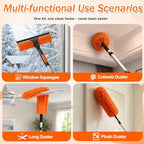SISUPASSIE 30FT Reach High Ceiling Duster Kit, Window Cleaning kit with 5-24FT Extension Pole, Fan Duster for Ceiling Fan Blades, Microfiber Feather Duster, Rotatable Window Squeegee and Cobweb Duster - Image 4