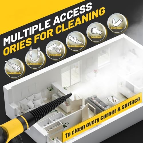 Pressurized Handheld Steam Cleaner with 10pcs Accessories & Safety Lock, Multi-Purpose & Powerful Home Use Steamer for Cleaning, Car, Bathroom, Shower, Upholstery, Grout, Window (Black) - Image 2