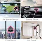Qydipclin 10pcs Windshield Cleaner Tool, Car Window Cleaning Wash Kit with 4 Reusable Microfiber Pads 1 Spray Bottle and Extendable Handle Auto Glass Wiper Kit, Pink - Image 6