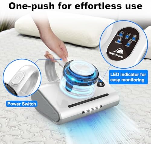 Mattress Vacuum Cleaner,13Kpa Powerful Suction Bed Vaccum Cleaner with UV-C Light,LED Headlights and High Heating Tech,1.2kg Light Weight Handheld vaccum for spot Cleaning,Sofa,Couch Fabric Cleaner - Image 2