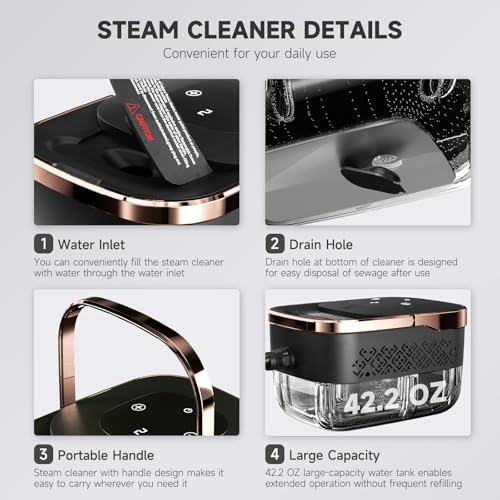Steam Cleaner for Home, Powerful Steamer for Cleaning, 4Bar Pressure & 15S Instant Heat, Multipurpose Cleaning Steamer with Replacement Heads for Home, Dirt, Grease, Grout, Tile,Floor, Car Detailing - Image 5