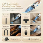 Handheld Vacuum Cordless, 25000Pa Powerful Suction Car Vacuum Portable Cordless with 8000mAh Battery & LED Light, Hand Held Vacuum Rechargeable with HEPA Filters, Home, Car Seats, Pet Hair White - Image 4