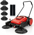 43" Walk-Behind Hand Push Floor Sweeper Machine(Red) by KARHDIR