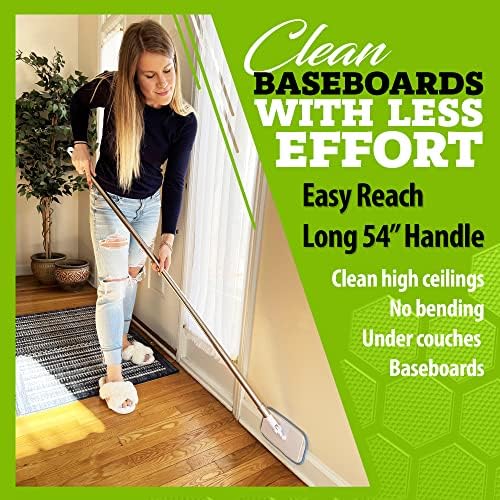 Wall Cleaner & Baseboard Cleaner with Handle—Wall Mop Cleaner & Baseboard Cleaner Mop for Easy Cleaning—Wall Cleaning Mop & Cleaning Tools for Baseboards + Cleaning pad & Microfiber Mop Cleaning Head - Image 4