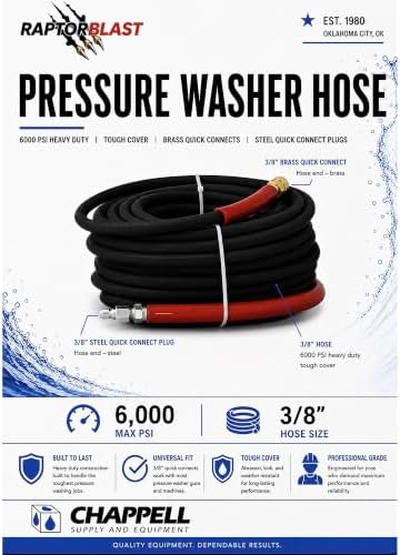 6000 PSI Pressure Washer Hose 3/8 in x 100 ft Black 2-Wire - Image 2