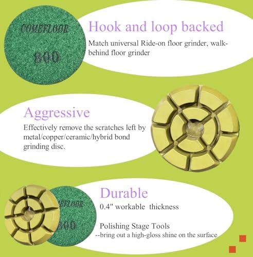 Diamond Floor Polishing Pads, 3 Inch Resin Bond Hook and Loop Polishing Pucks for Concrete, Terrazzo, Marble, Granite, Grit 800, 3PCS - Image 3